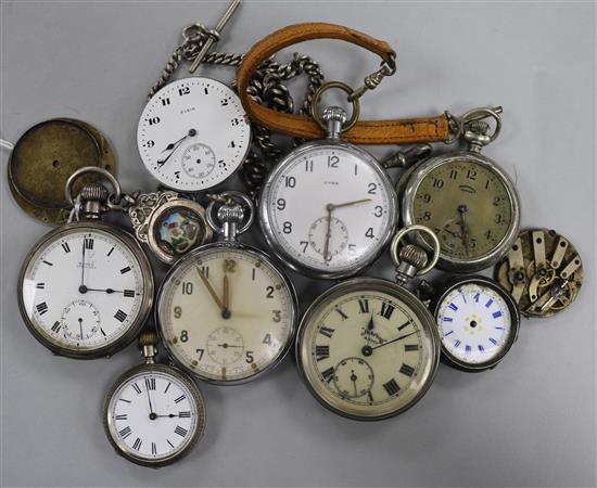 A small quantity of pocket and fob watches, including silver.